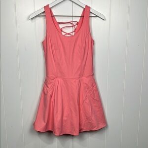Joy Lab Womens Dress S Pink Sleeveless Lace Up Back Shorts w/Pockets Sporty EUC